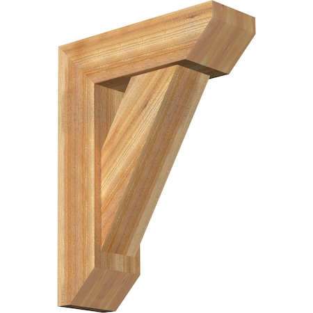 Traditional Slat Rough Sawn Bracket W/ Offset Brace, Western Red Cedar, 8W X 24D X 32H